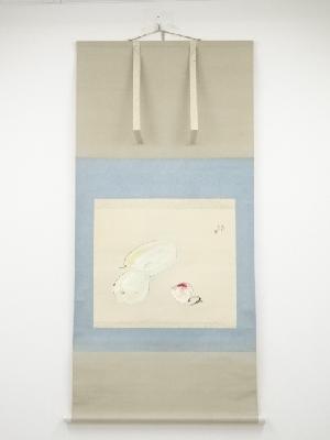 佐野五風筆　新果　肉筆絹本掛軸（共箱）